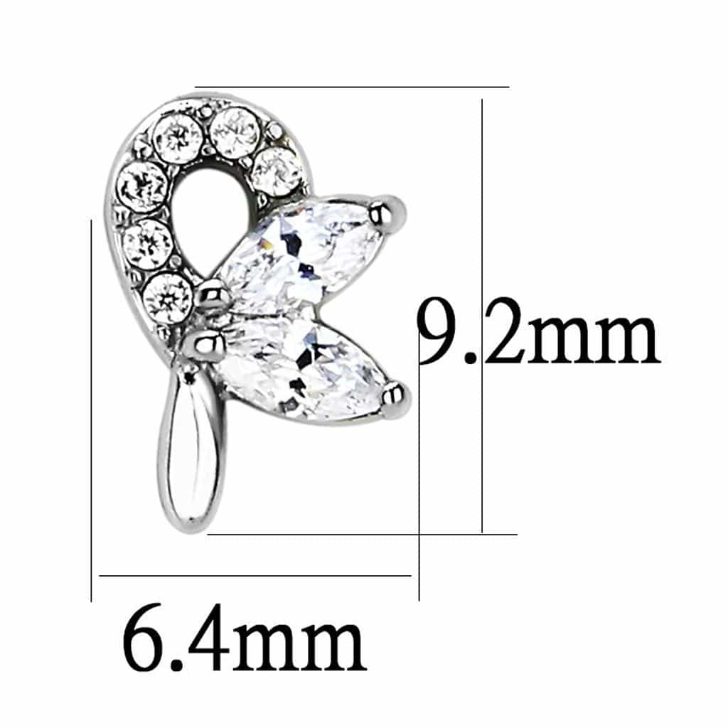 Stainless Steel CZ Marquise Butterfly Stud Earrings view 2