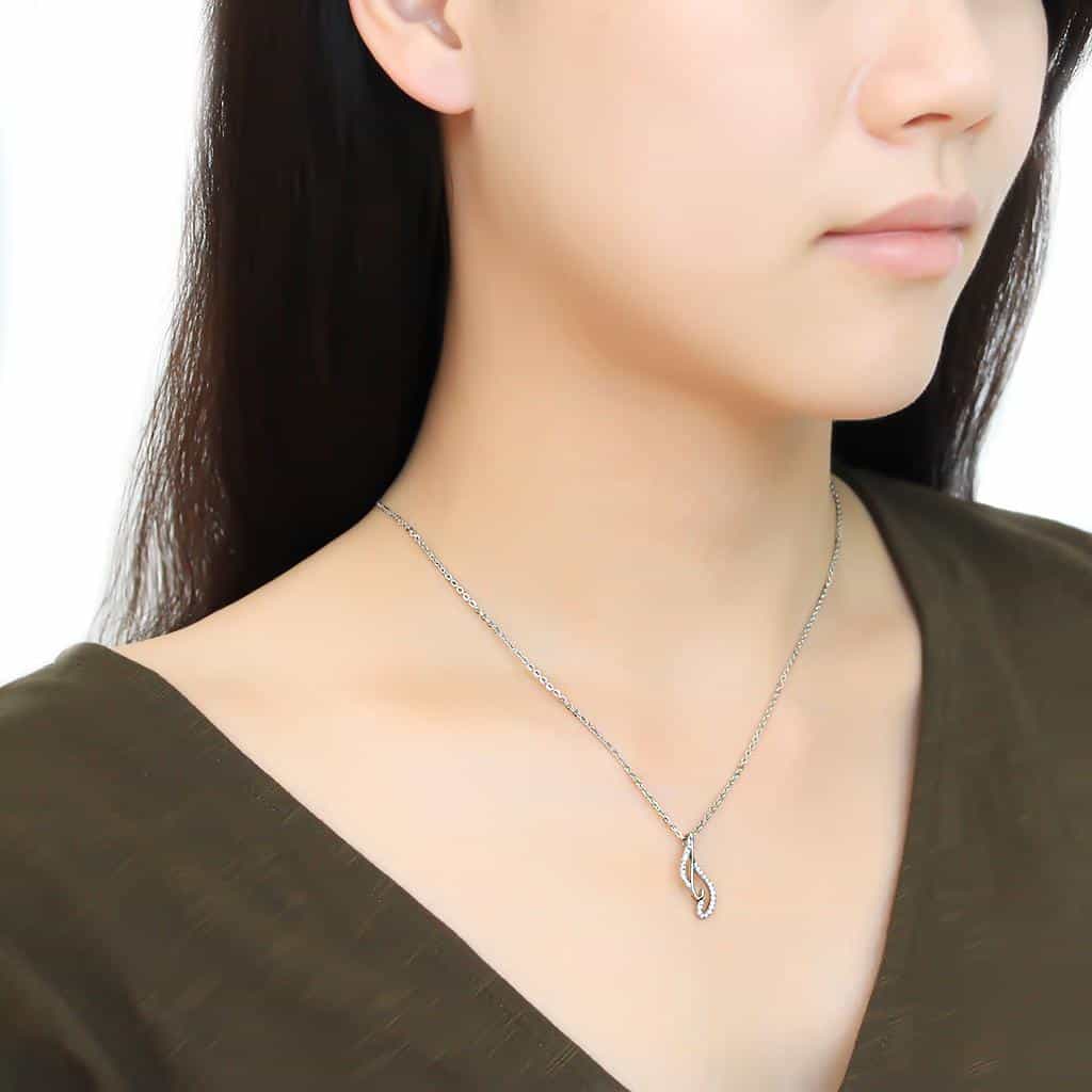 Stainless Steel CZ Pave Infinity Loop Pendant Chain Pendant view 3