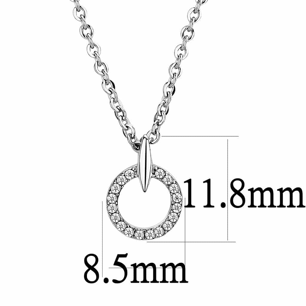 Stainless Steel CZ Pave Open Circle Bar Pendant Chain Pendant view 2