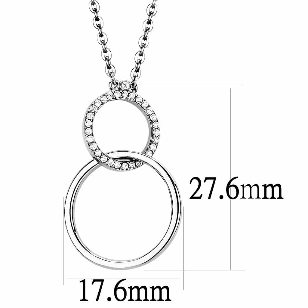 Stainless Steel CZ Pave Double Circle Pendant Chain Pendant view 2