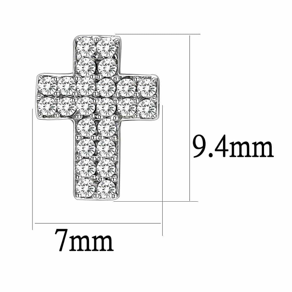 Stainless Steel CZ Pave Cross Stud Earrings view 2