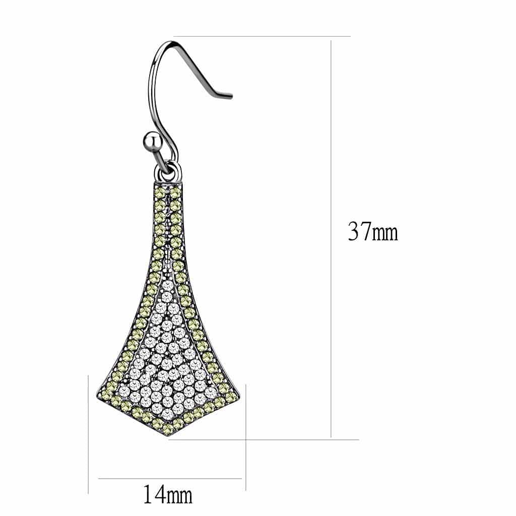 Stainless Steel CZ Pave Eiffel Tower Drop Earrings view 2