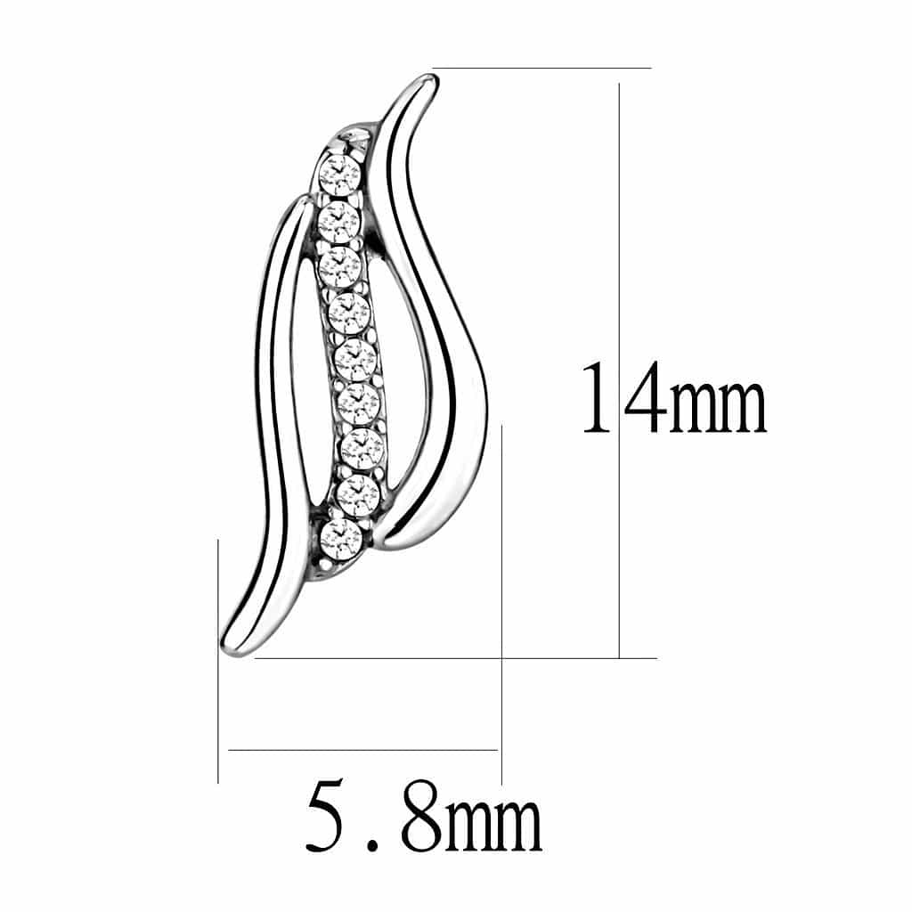 Stainless Steel CZ Pave Wave Flame Climber Studs Earrings view 2