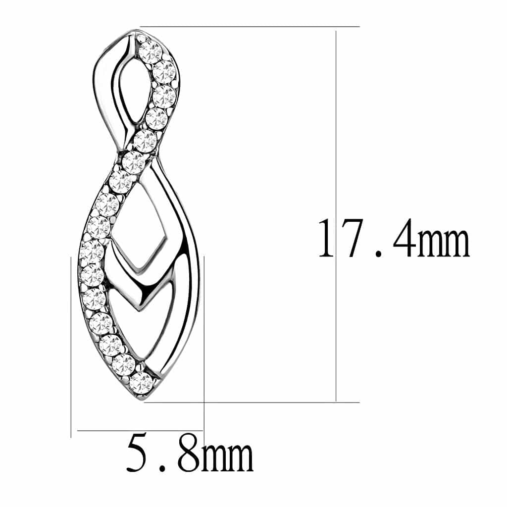 Stainless Steel CZ Pave Marquise Twist Infinity Drop Earrings view 2