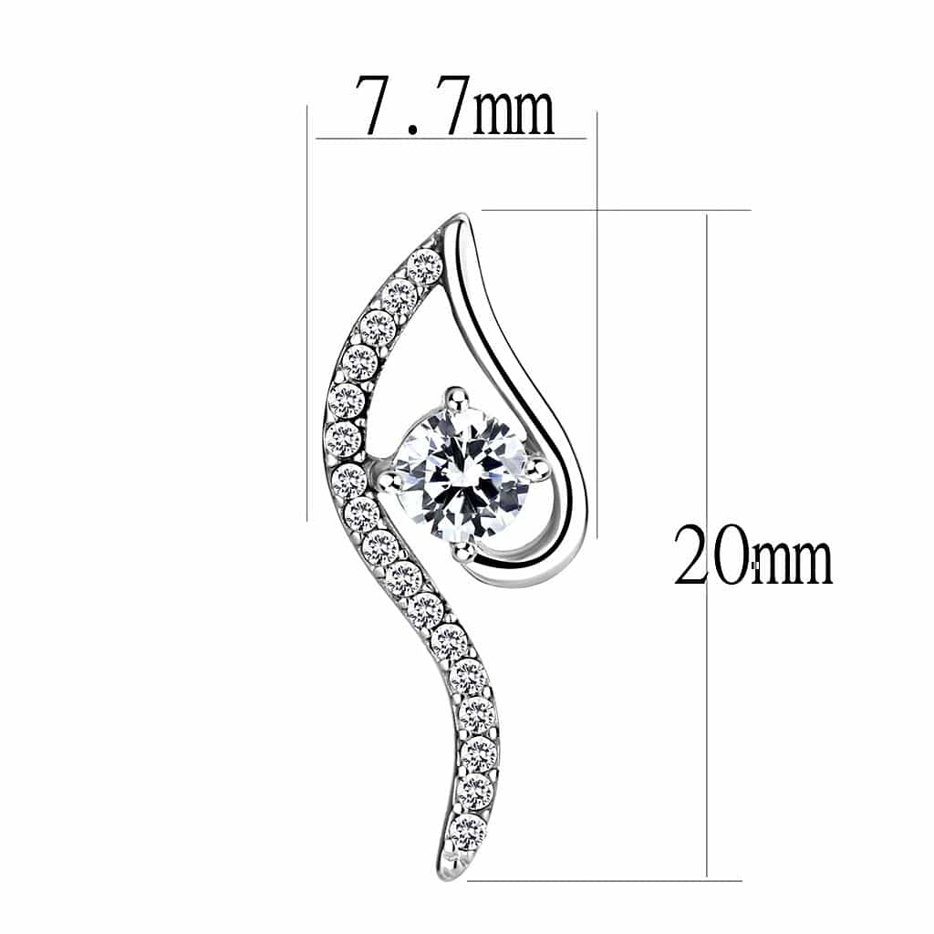 Stainless Steel CZ Round Pave S Wave Climber Studs Earrings view 2