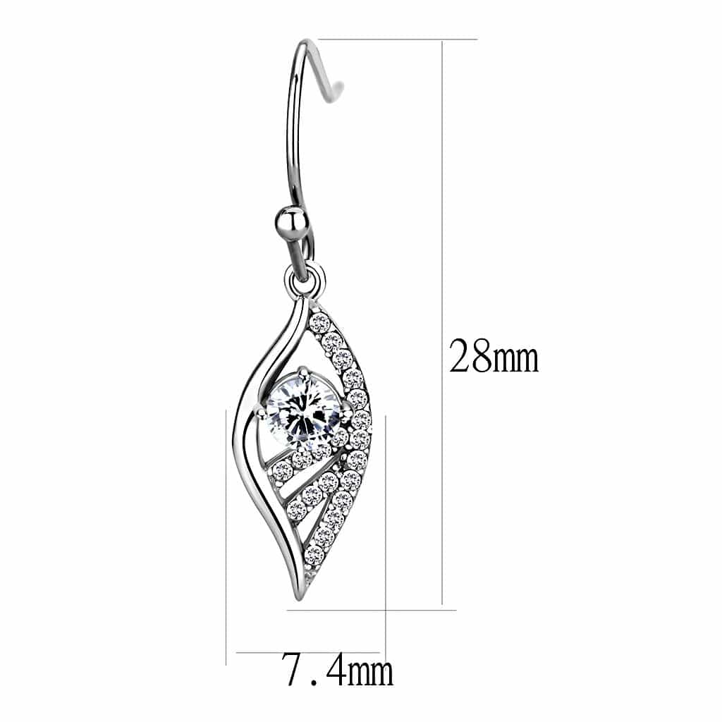 Stainless Steel CZ Pave Twisted Teardrop Cage Dangle Earrings view 2