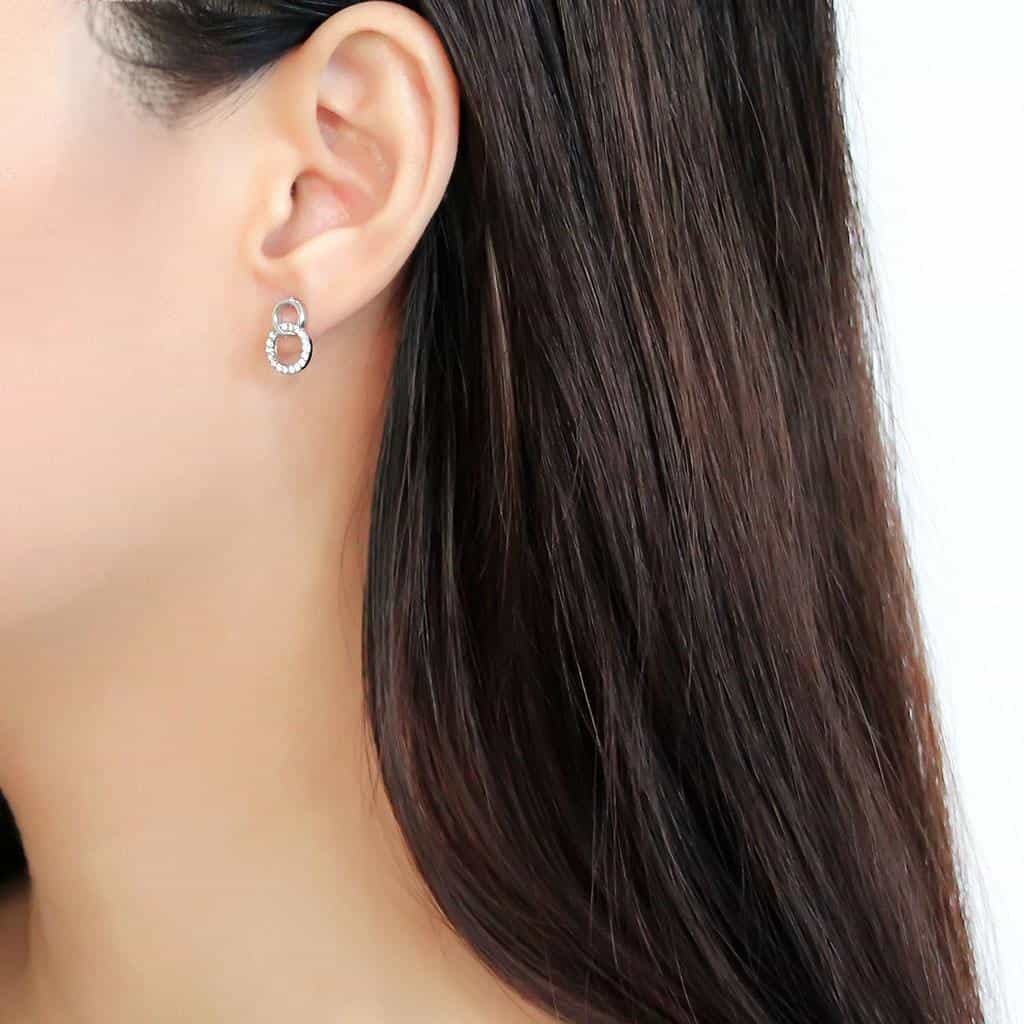Stainless Steel Polished Double Circle Interlocking Earrings view 3