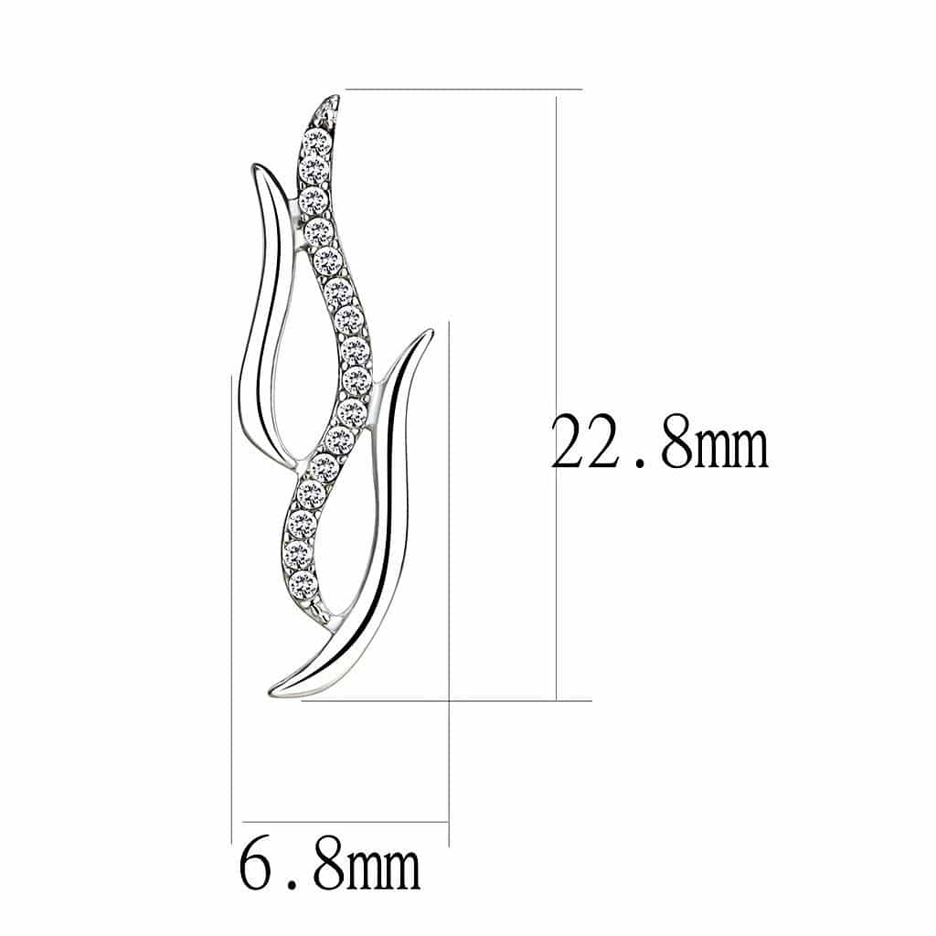 Stainless Steel CZ Pave Leaf Flame Climber Earrings view 2