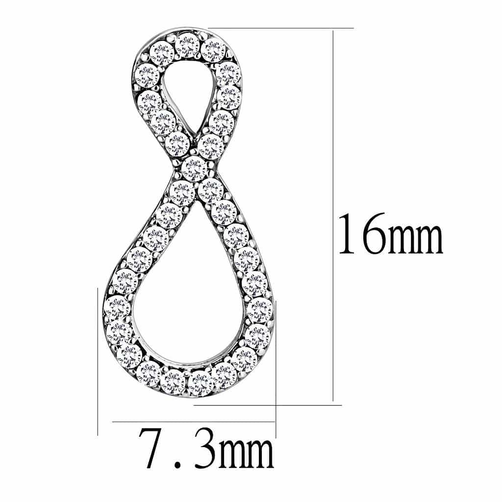 Stainless Steel CZ Pave Infinity Figure Eight Studs Earrings view 2