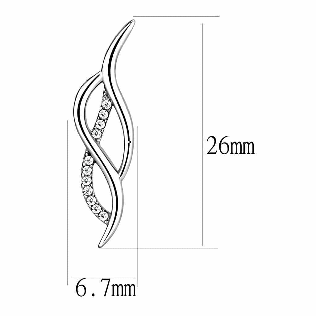 Stainless Steel CZ Pave Twisted Double Strand Drop Earrings view 2