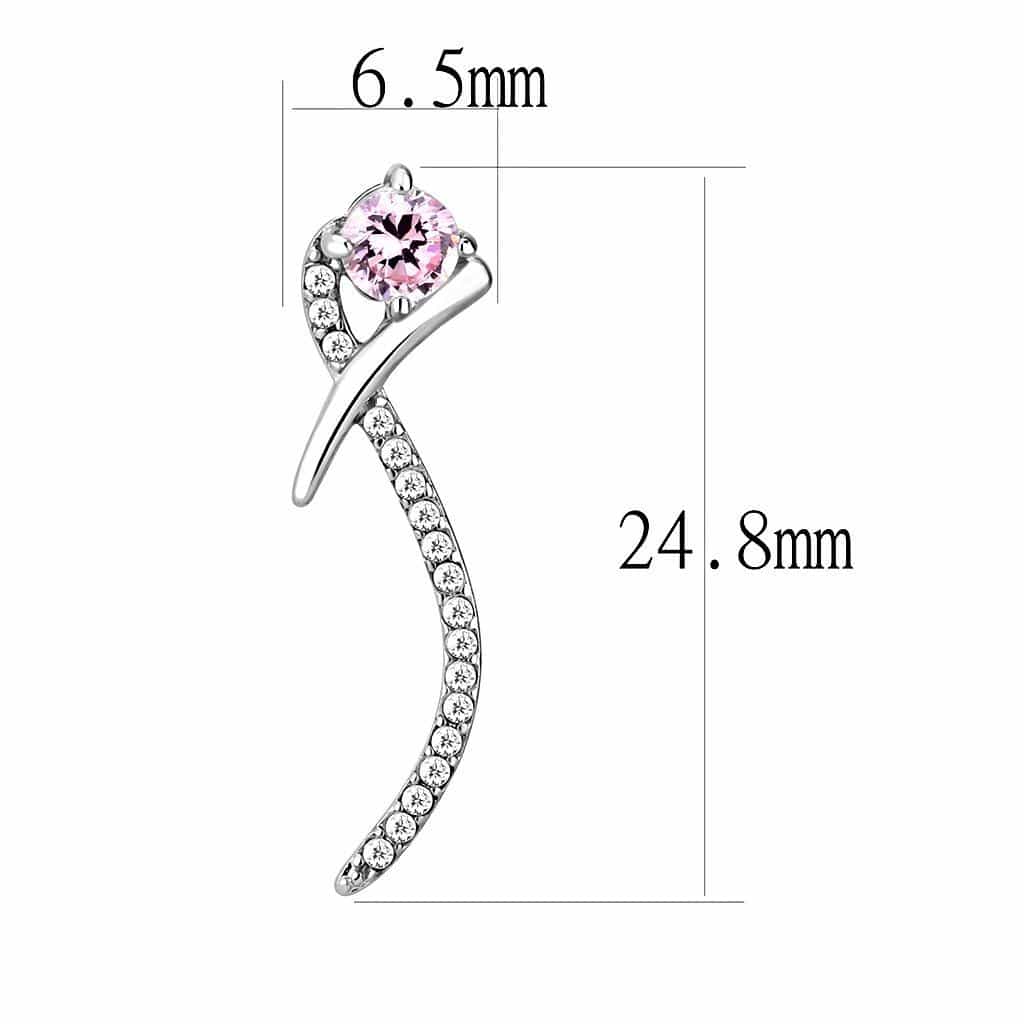 Stainless Steel Pink CZ Pave S Curve Climber Studs Ring view 2