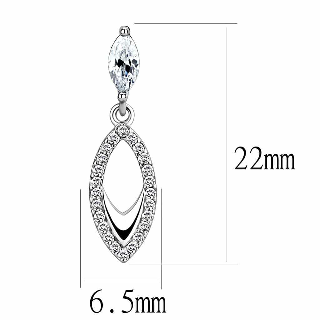 Stainless Steel CZ Marquise Pave Open Marquise Drop Earrings view 2