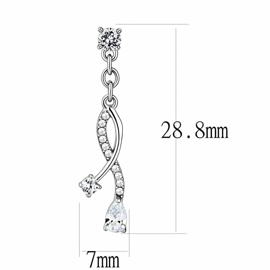 Stainless Steel CZ Pave Infinity Link Chain Dangle Drop Earrings view 2