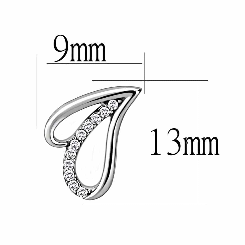Stainless Steel CZ Pave Swirl Wave Loop Studs Earrings view 2