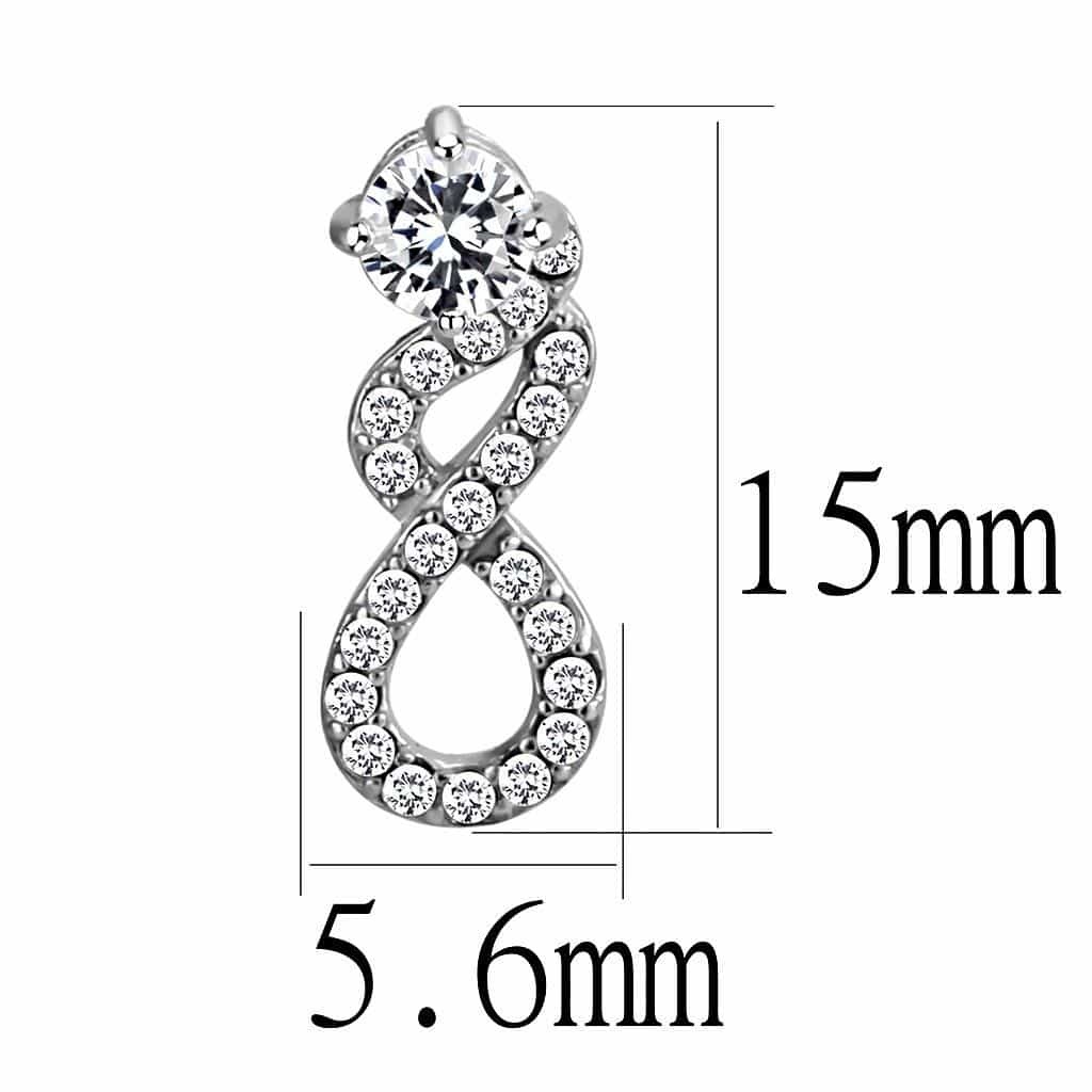 Stainless Steel CZ Pave Double Infinity Twist Studs Earrings view 2