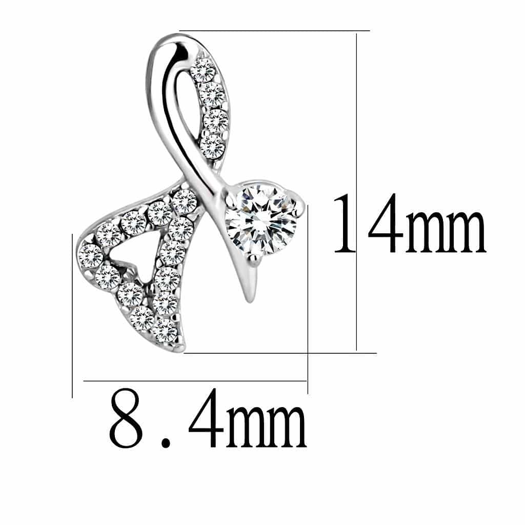 Stainless Steel CZ Pave Heart Swirl Music Note Studs Earrings view 2