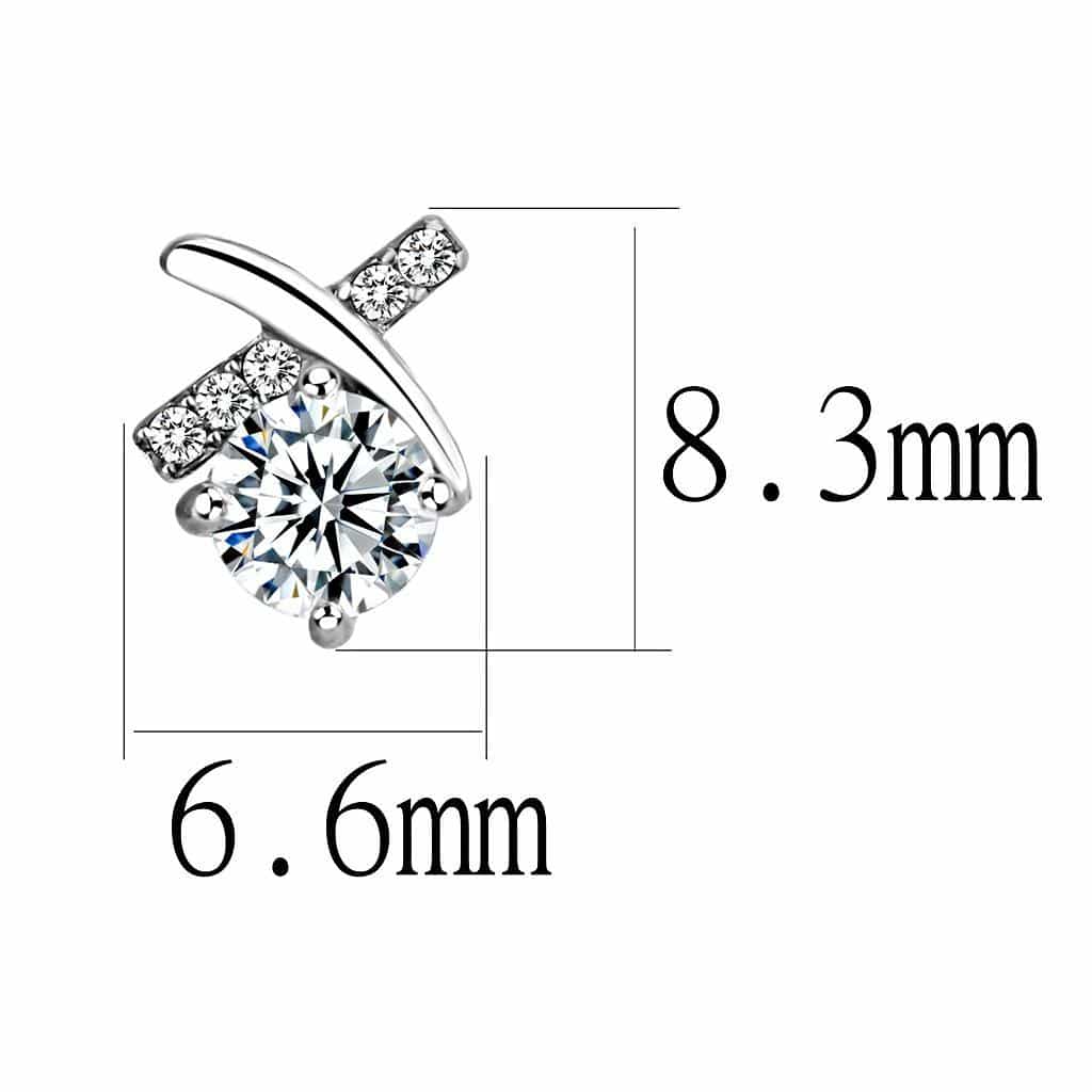 Stainless Steel CZ Round X Cross Prong Studs Earrings view 2