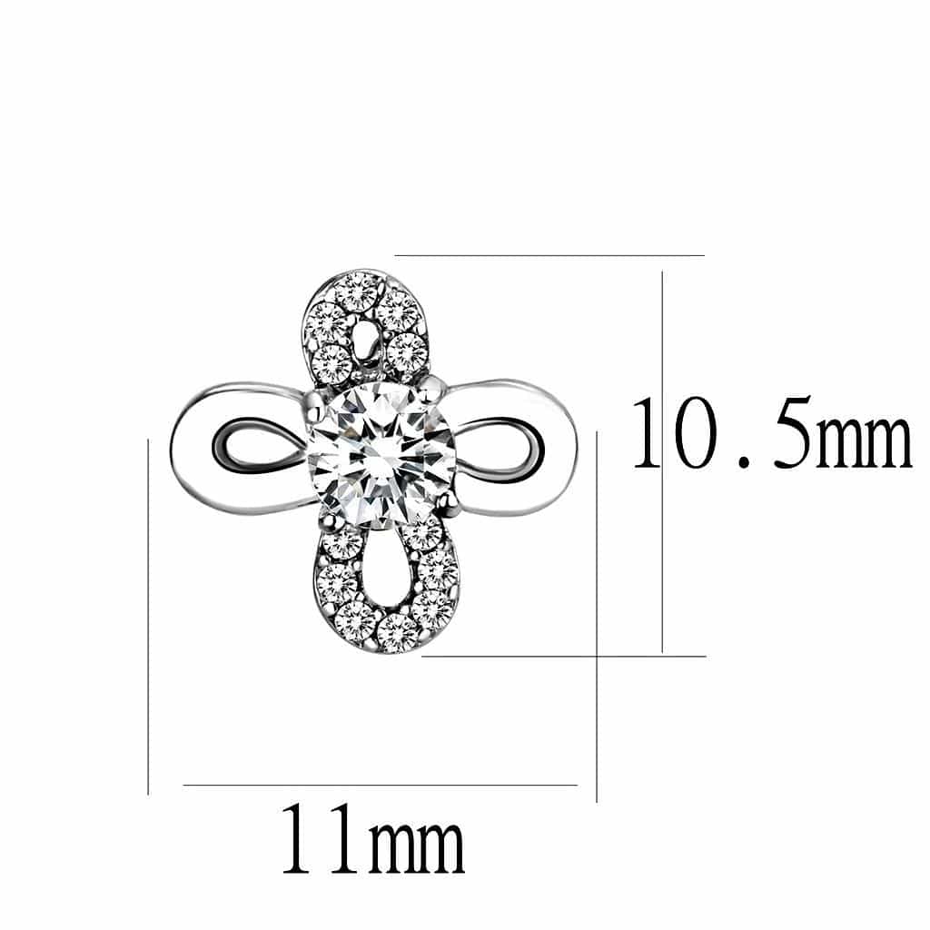 Stainless Steel CZ Pave Infinity Clover Drop Studs Earrings view 2