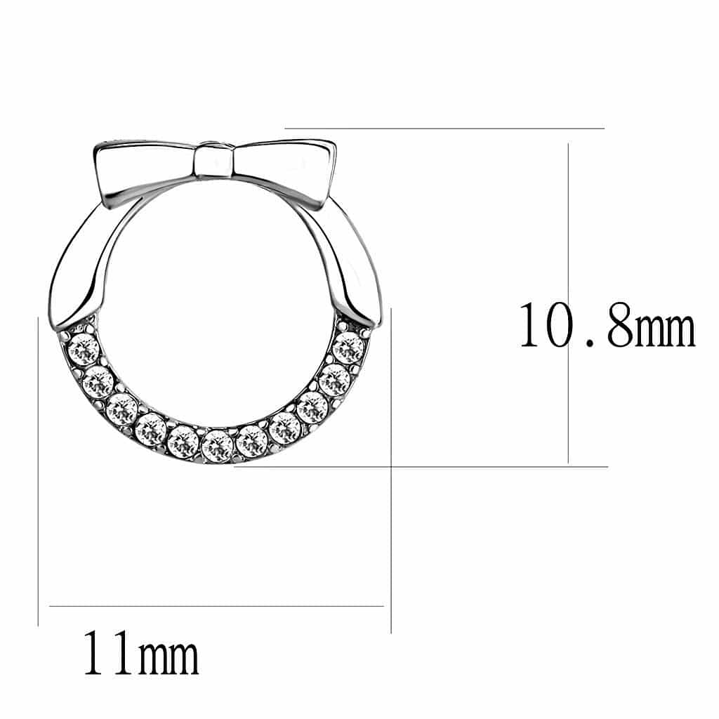Stainless Steel CZ Pave Open Circle Bow Studs Earrings view 2