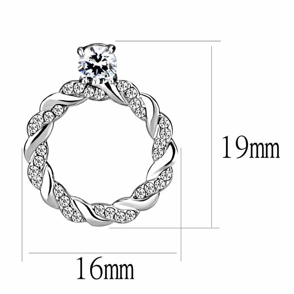 Stainless Steel CZ Round Pave Twisted Wreath Circle Earrings view 2