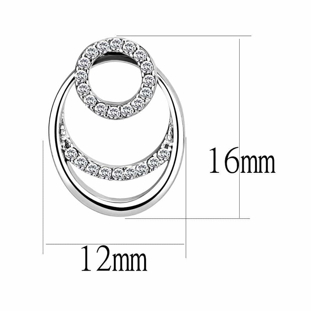 Stainless Steel CZ Pave Double Concentric Circle Studs Earrings view 2