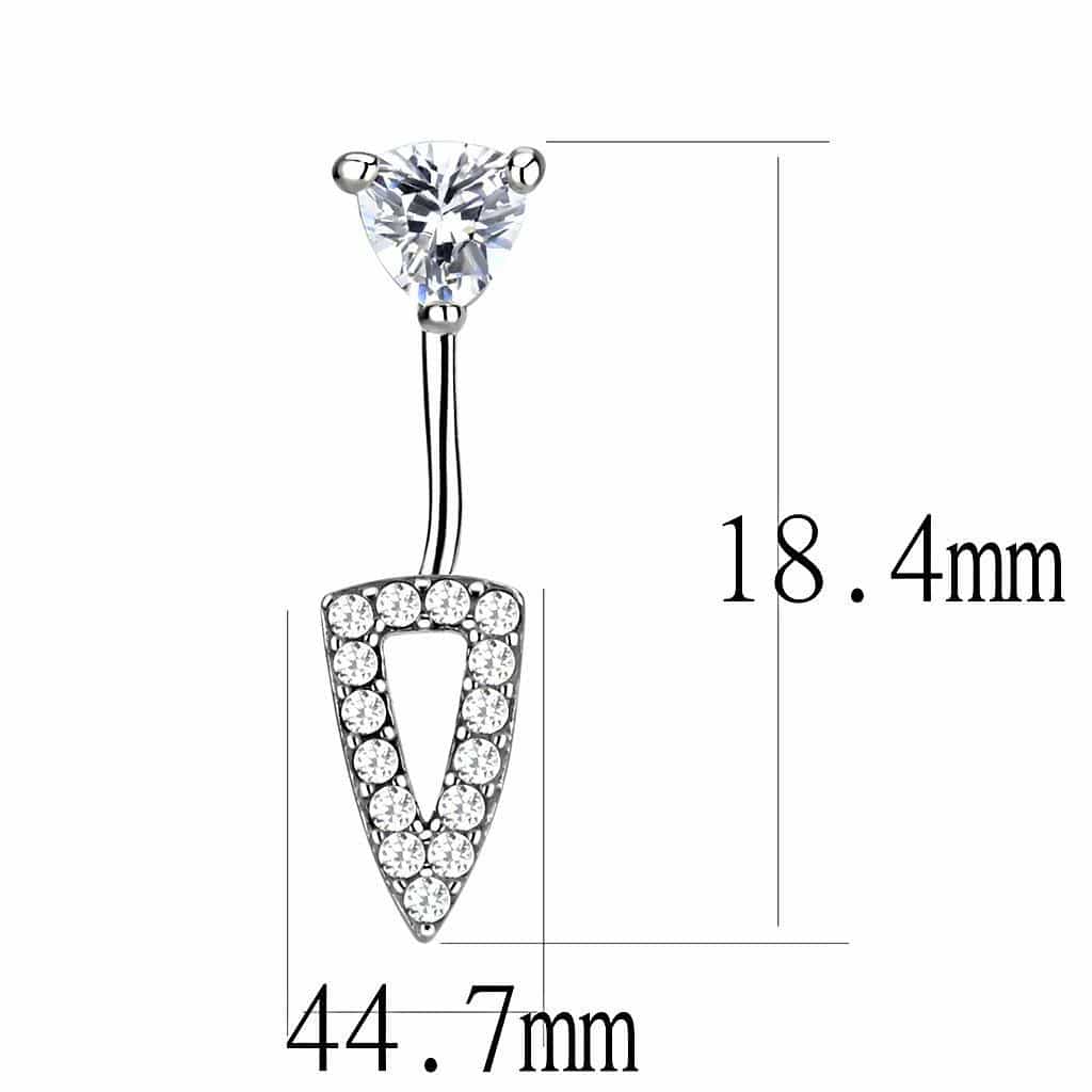 Stainless Steel CZ Round Pave Triangle Arrow Drop Studs Ring view 2