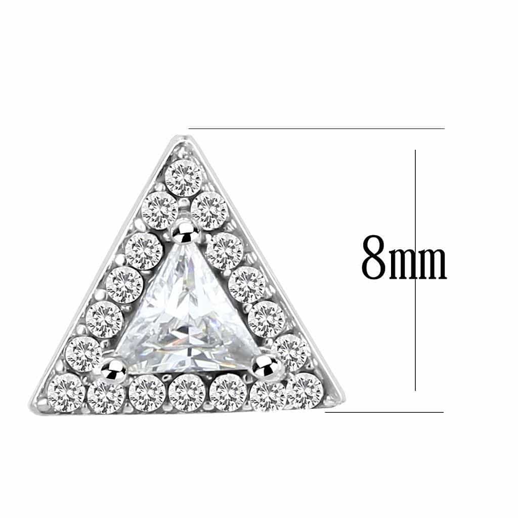 Stainless Steel CZ Trillion Pave Triangle Frame Studs Earrings view 2
