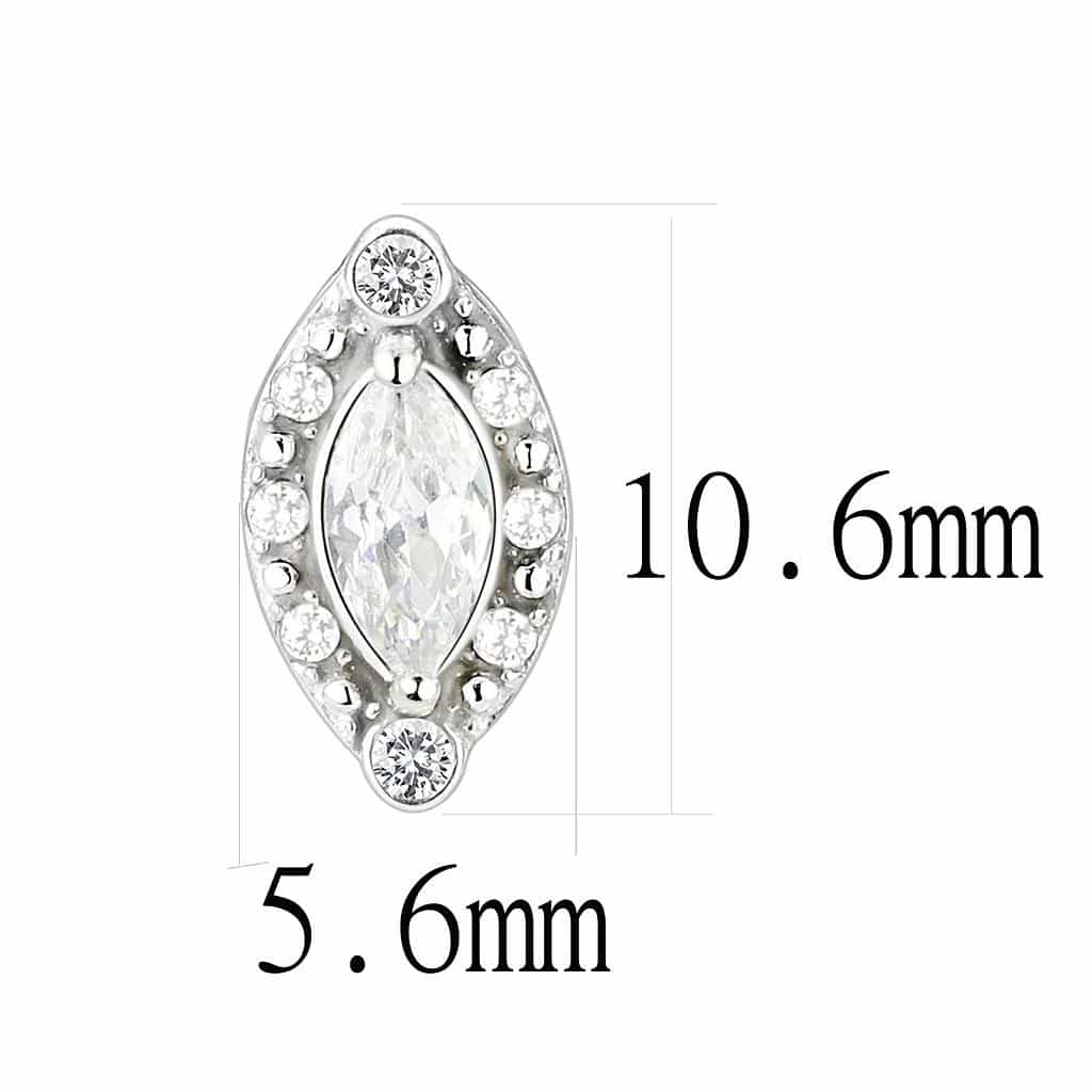Stainless Steel CZ Marquise Pave Oval Halo Studs Earrings view 2