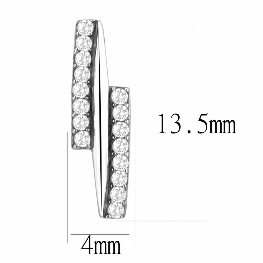 Stainless Steel CZ Channel Set Bar Huggie Studs Earrings view 2