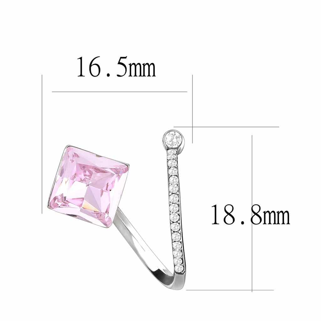 Stainless Steel Pink CZ Princess Cut Pave Bar Long Drop Earrings view 2