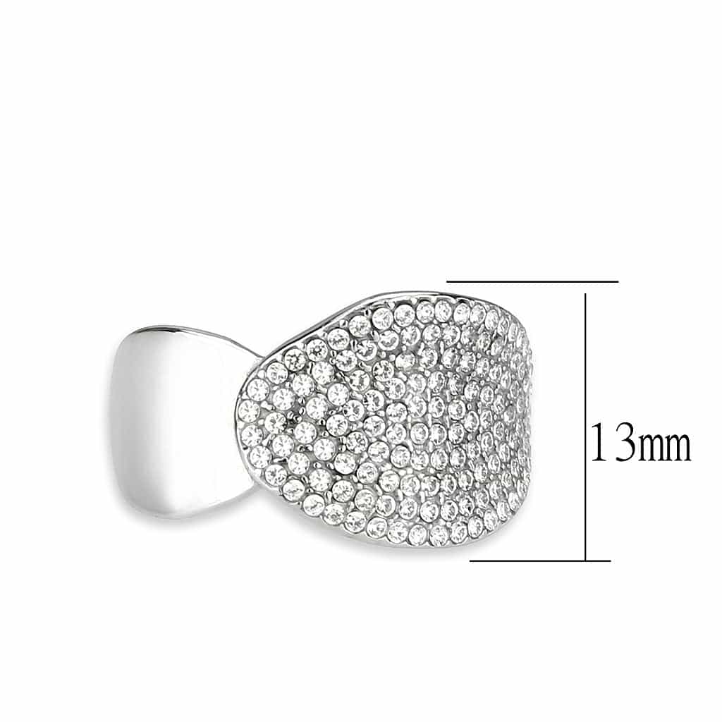 Stainless Steel CZ Pave 3D Heart Dome Cocktail Ring view 4