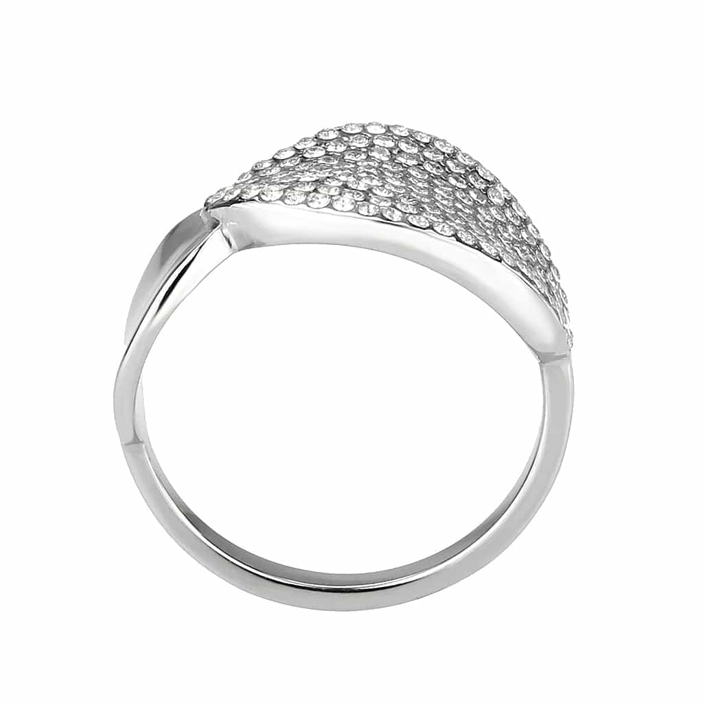 Stainless Steel CZ Pave 3D Heart Dome Cocktail Ring view 7