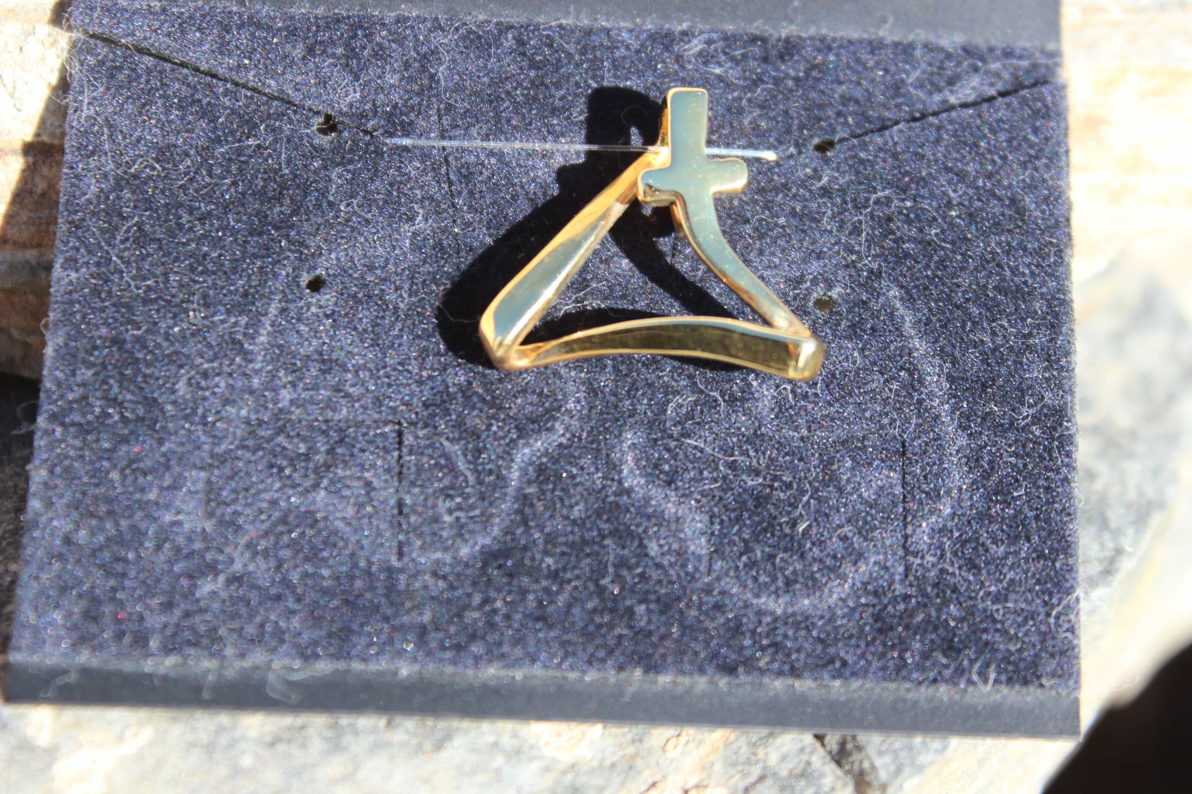 Brass Gold Polished Letter T Cross Pendant view 2