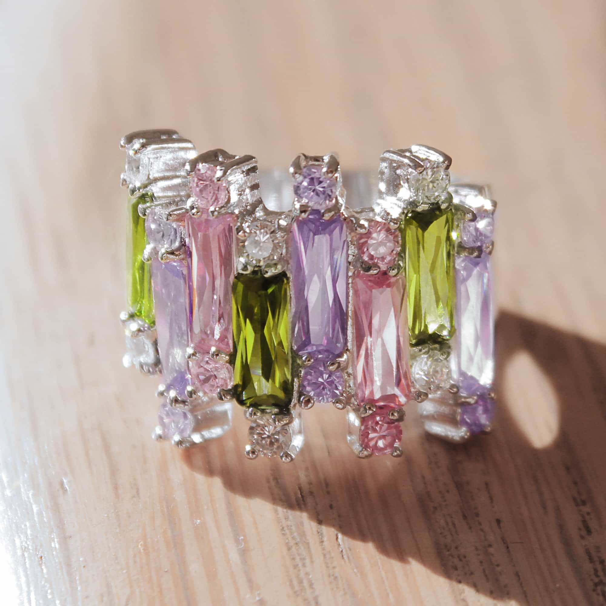 Sterling SilverMulti-Color Baguette Cluster Ring view 3