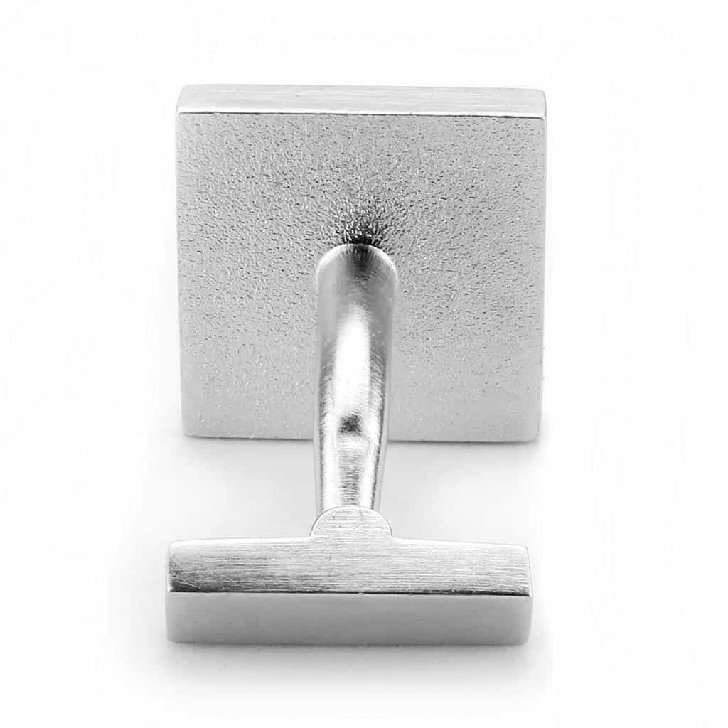 Brass Silver Brushed Satin Square Cufflinks Bracelet view 3