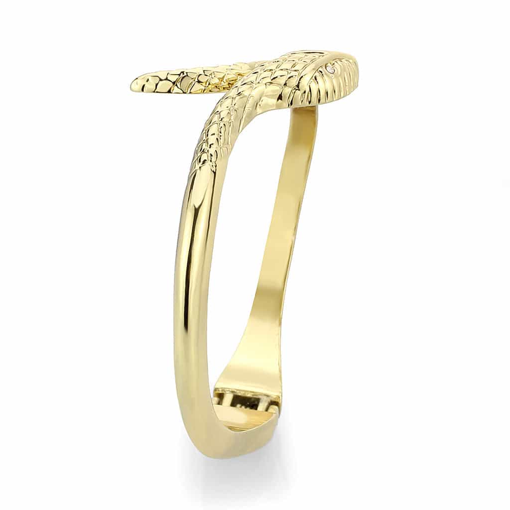 Stainless Steel Gold Polished Snake Wrap Hinged Bangle Bracelet view 3