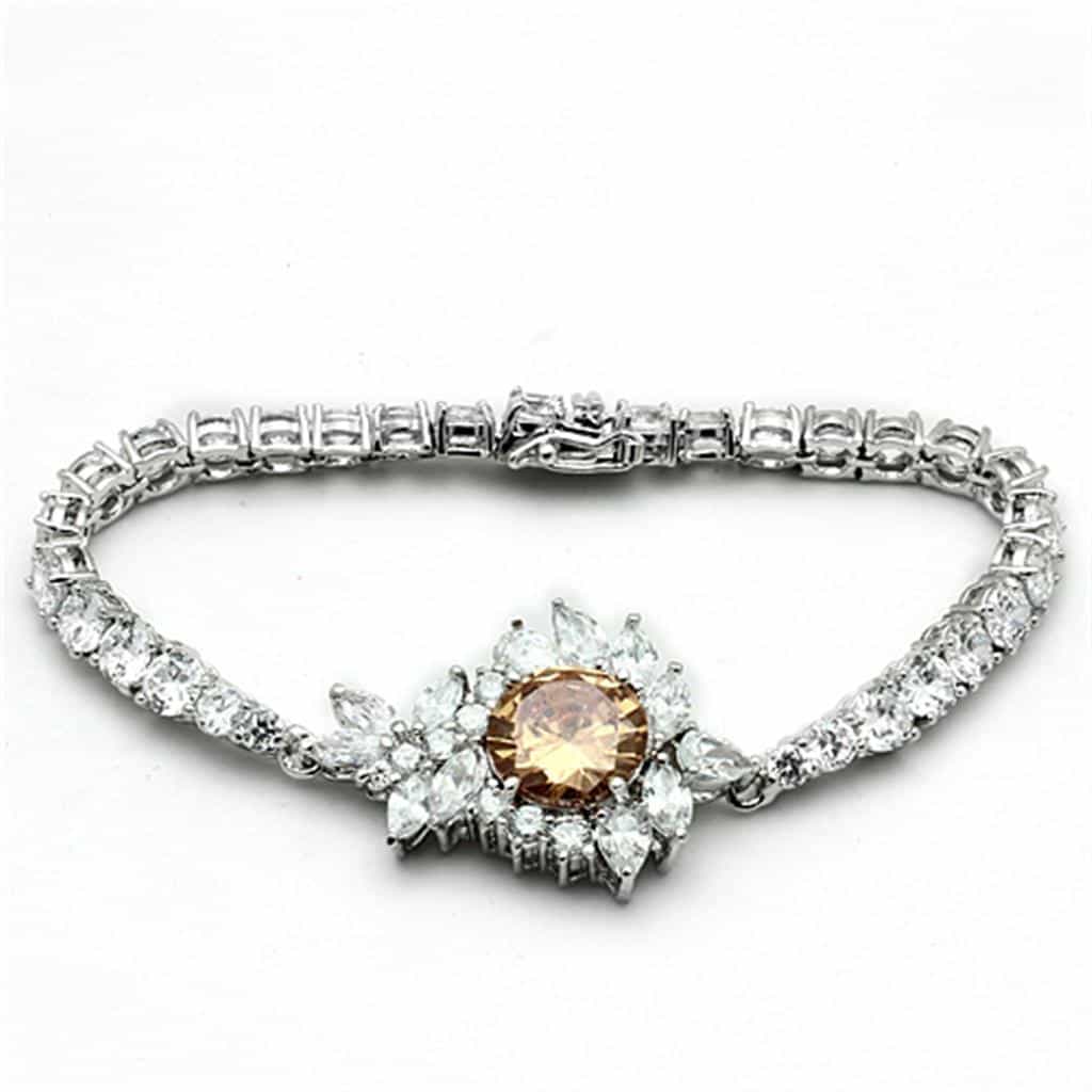 Brass Champagne CZ Teardrop Statement Jewelry Set view 3