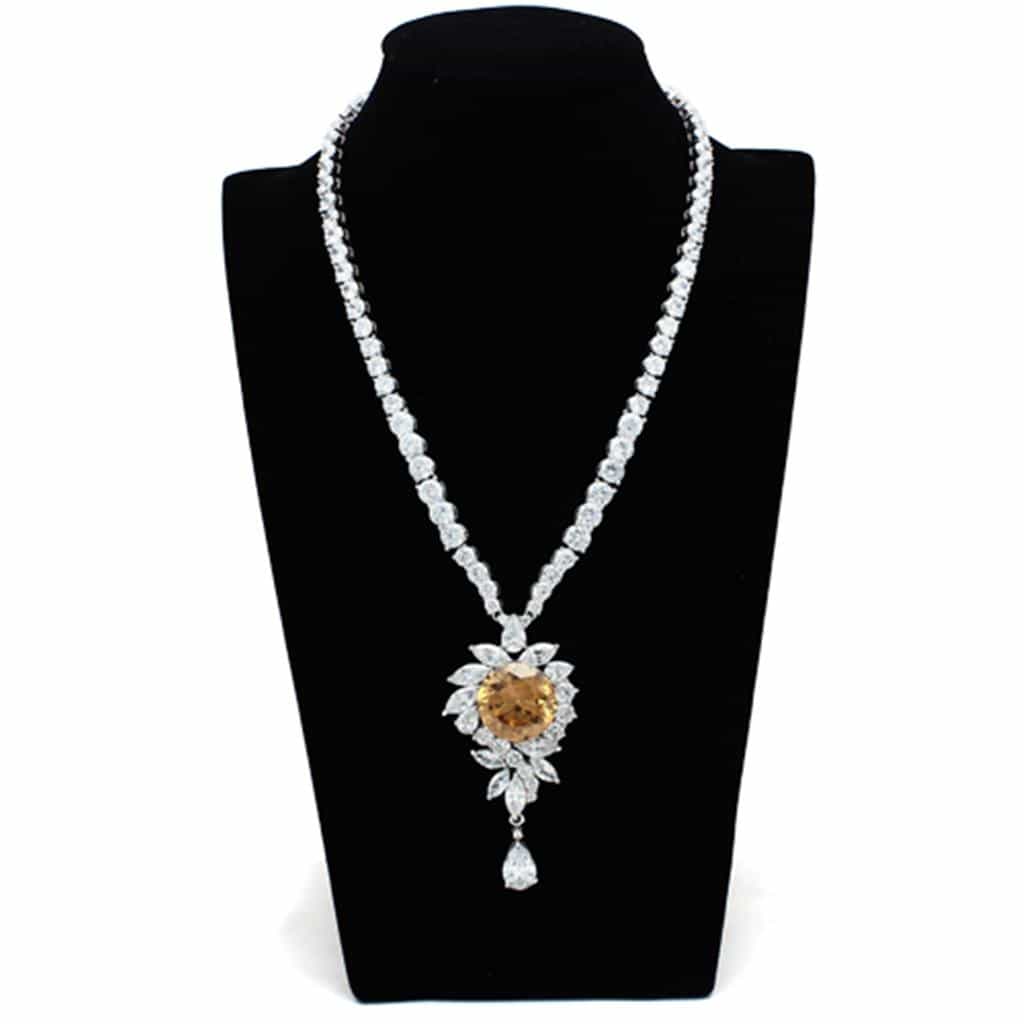 Brass Champagne CZ Teardrop Statement Jewelry Set view 4