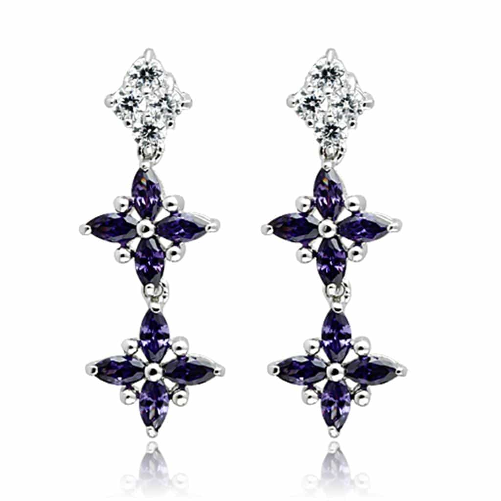 Brass Blue Sapphire CZ Oval Statement Jewelry Set Ring view 2