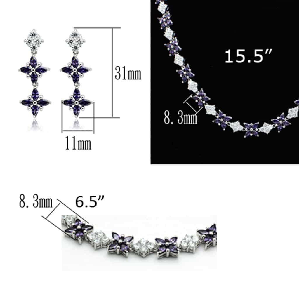 Brass Blue Sapphire CZ Oval Statement Jewelry Set Ring view 5