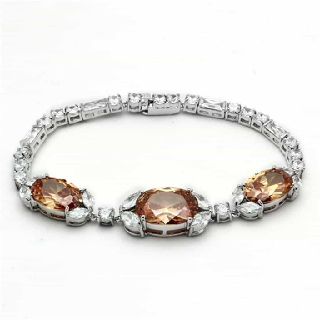 Brass Champagne CZ Oval Marquise Statement Jewelry Set view 3
