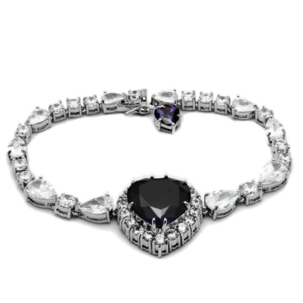 Brass Dark Grey CZ Heart Pendant Statement Jewelry Set Pendant view 3