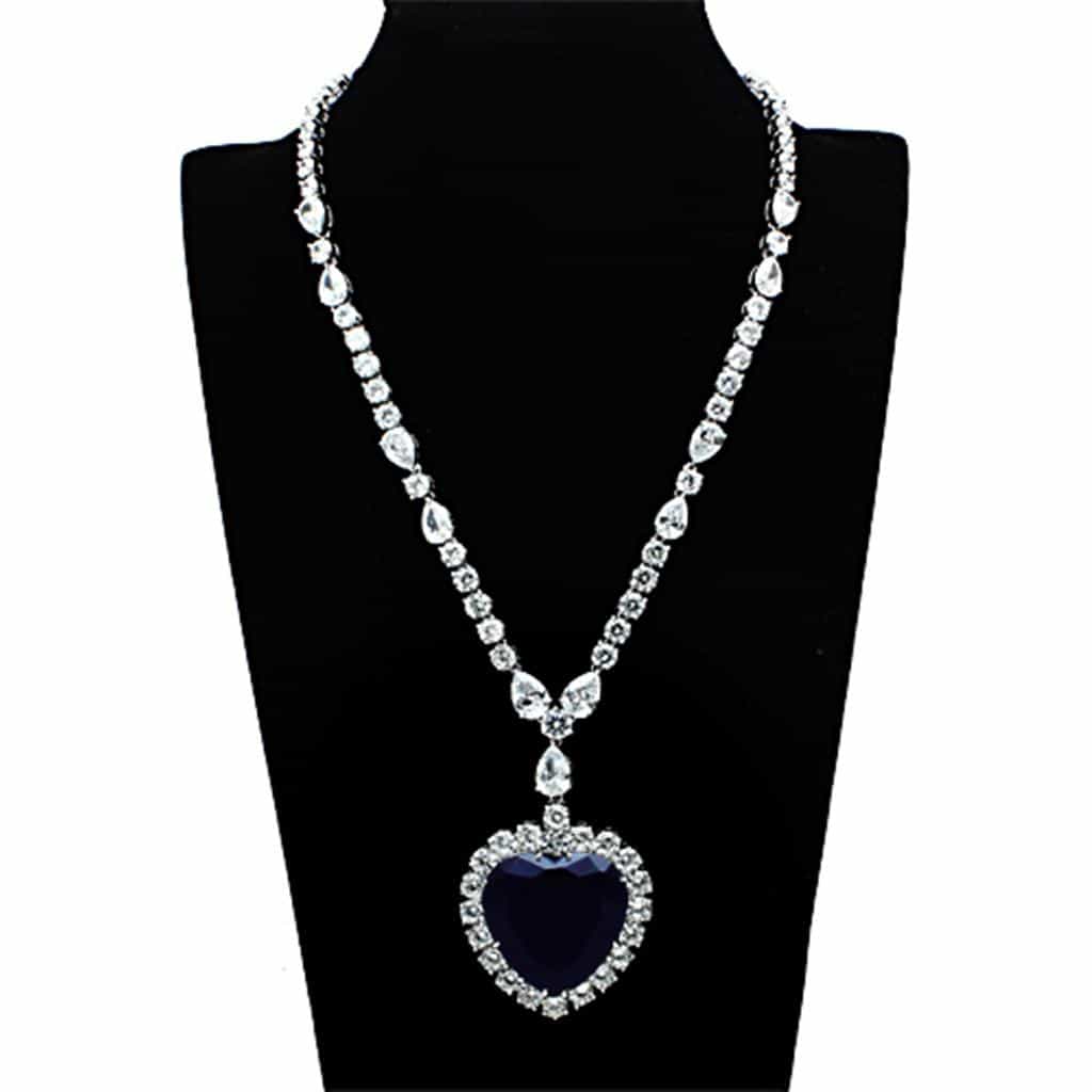 Brass Dark Grey CZ Heart Pendant Statement Jewelry Set Pendant view 4