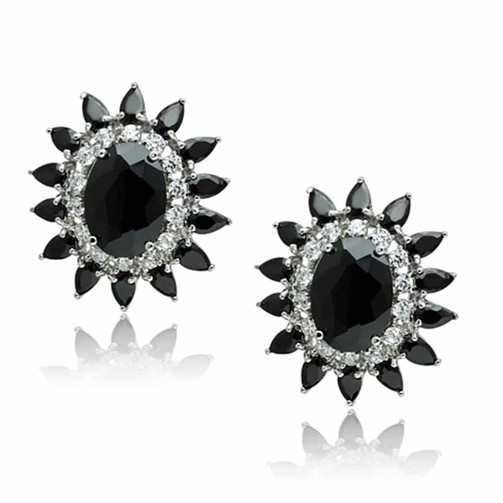 Brass Black CZ Sunburst Pendant Statement Jewelry Set Pendant view 2