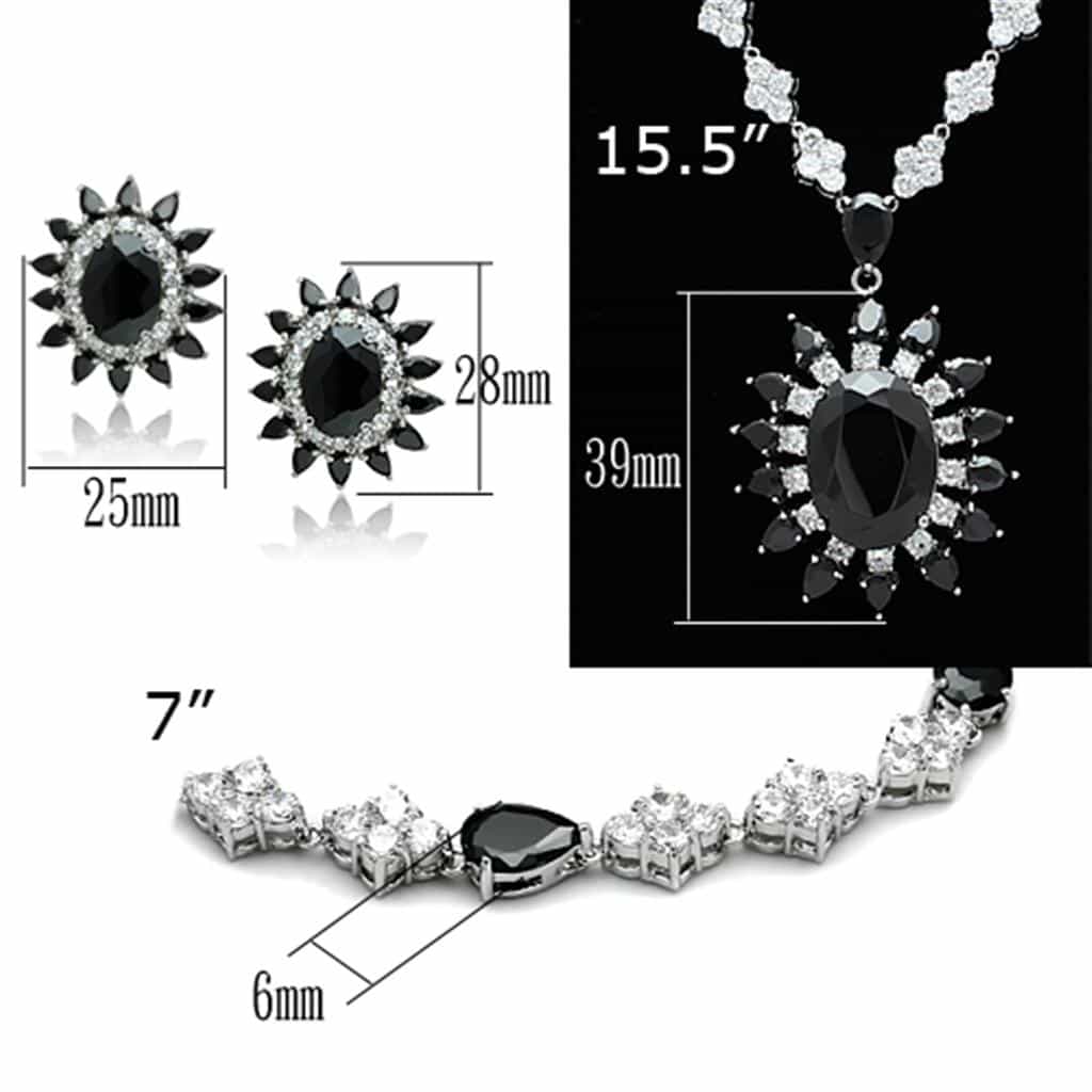 Brass Black CZ Sunburst Pendant Statement Jewelry Set Pendant view 5