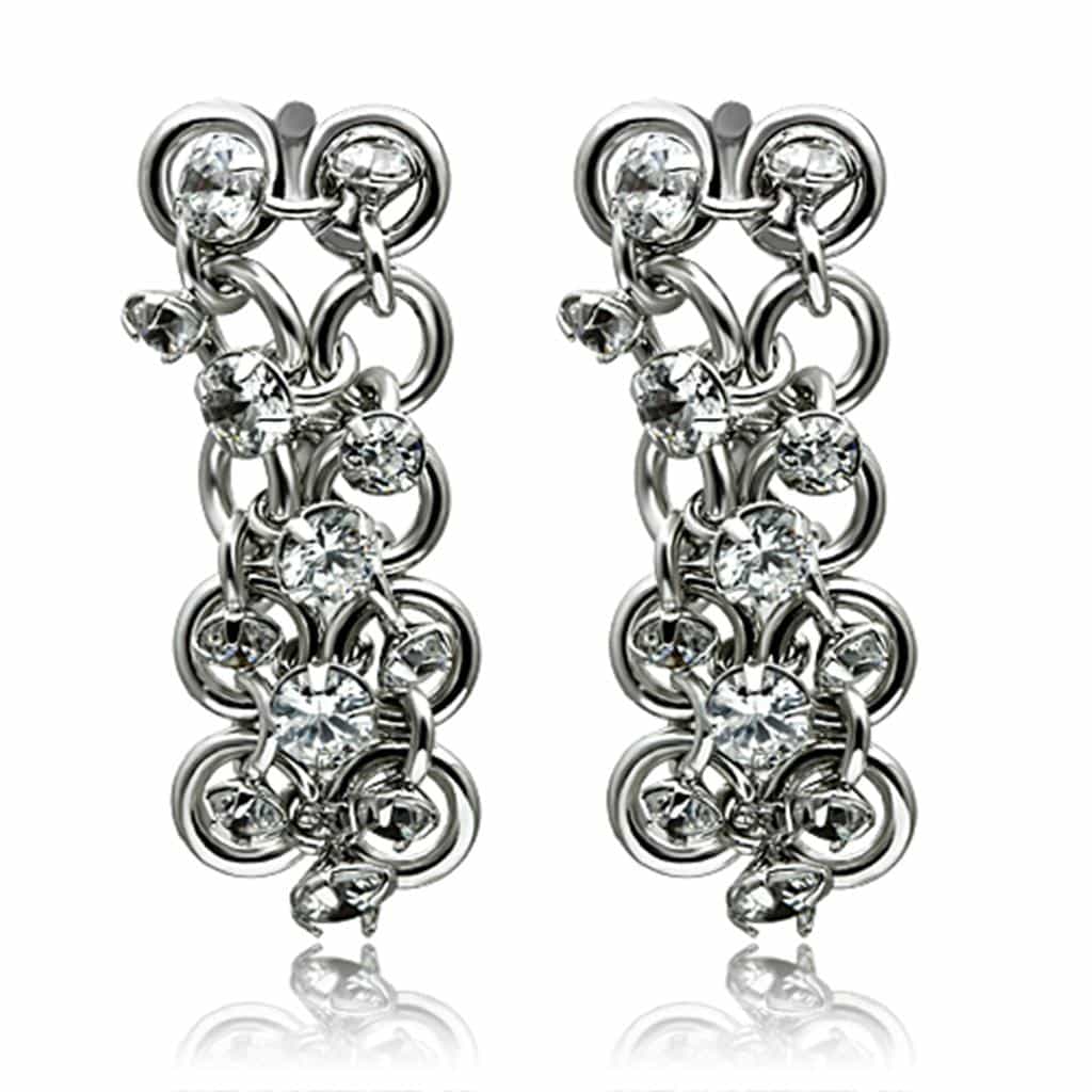 Brass Silver CZ Round Cluster Statement Jewelry Set view 2
