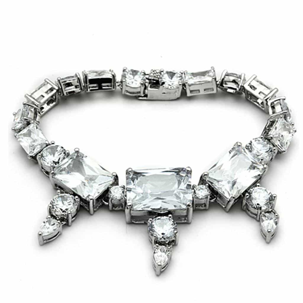 Brass Silver CZ Princess Cut Starburst Statement Jewelry Set view 3