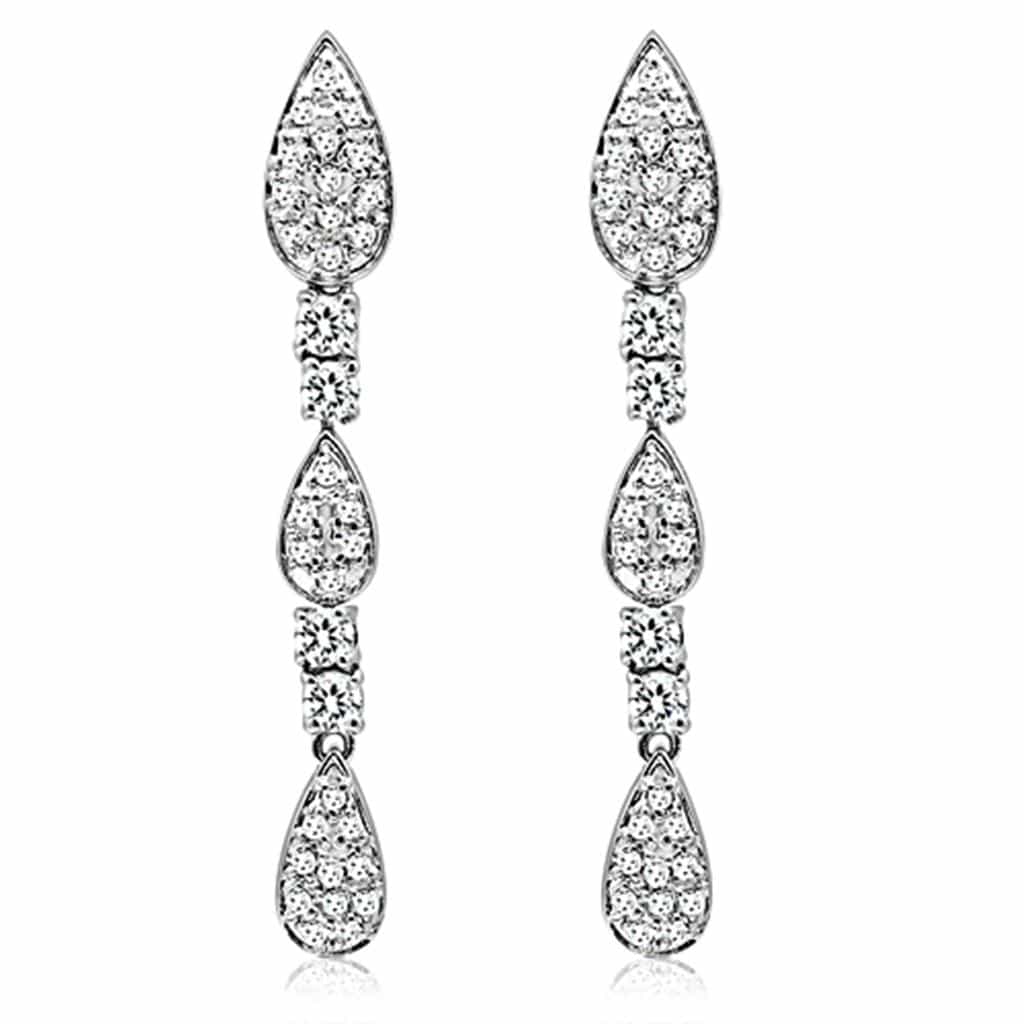 Brass Silver CZ Chandelier Cascade Statement Jewelry Set view 2