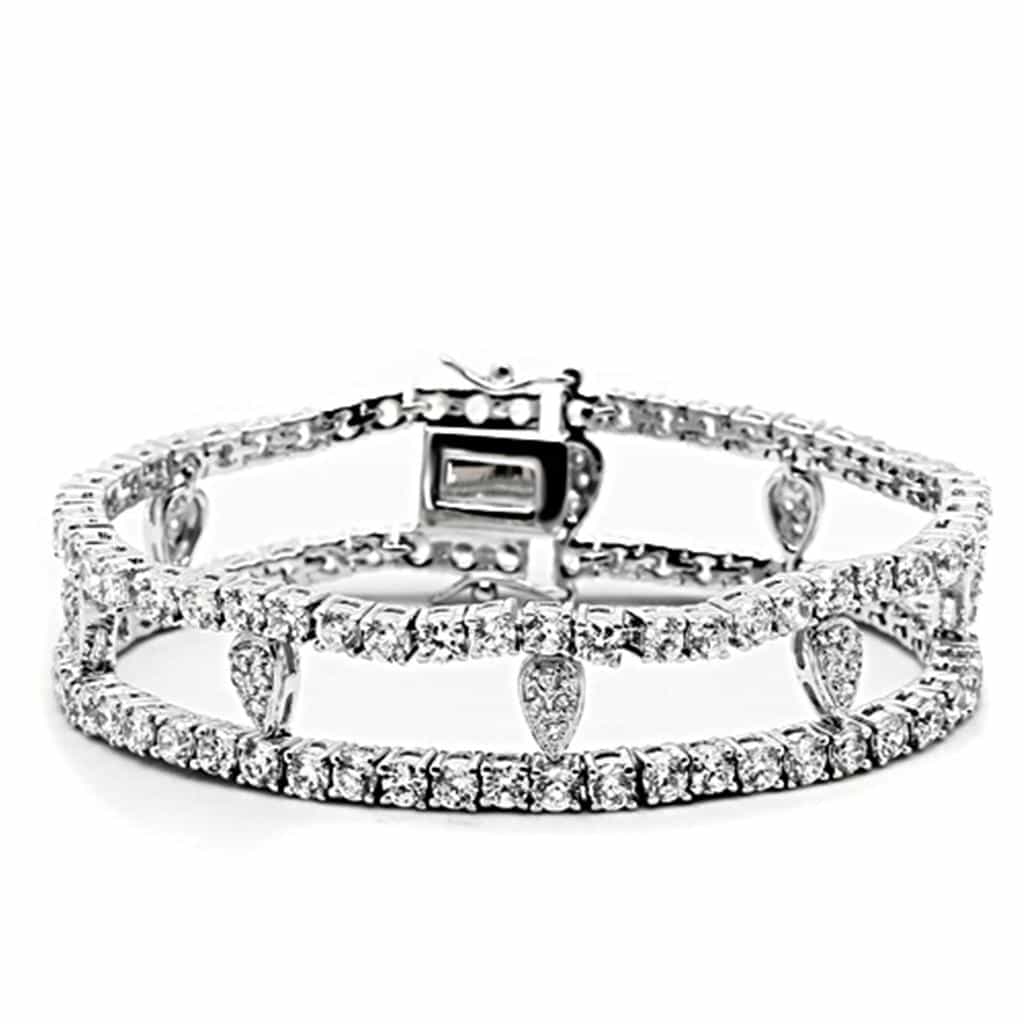 Brass Silver CZ Chandelier Cascade Statement Jewelry Set view 3