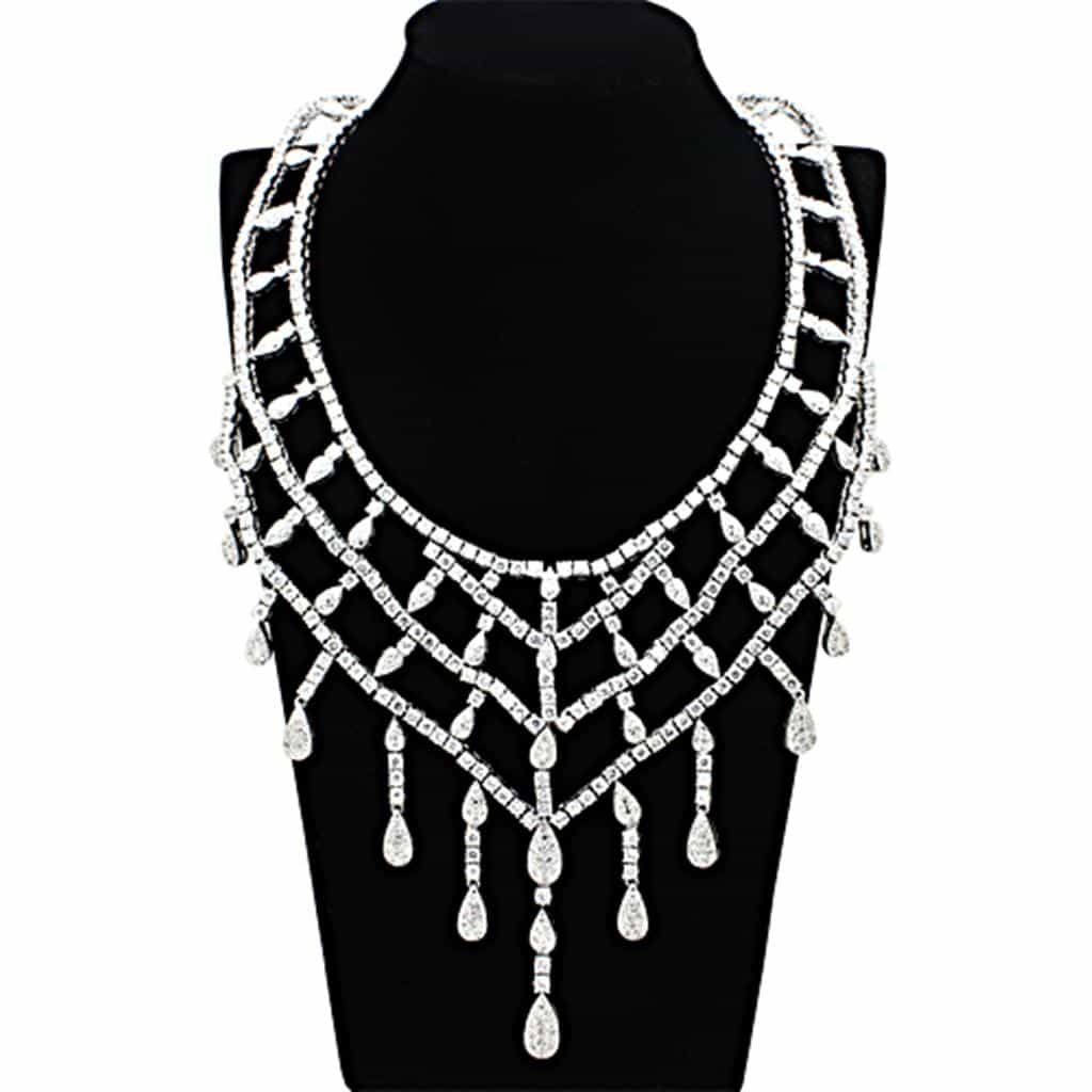 Brass Silver CZ Chandelier Cascade Statement Jewelry Set view 4